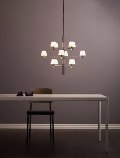 Lustre en acier chromé et verre opaque 67x56cm Gil - Herstal
