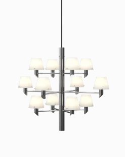 Lustre en acier chromé et verre opaque 67x56cm Gil - Herstal
