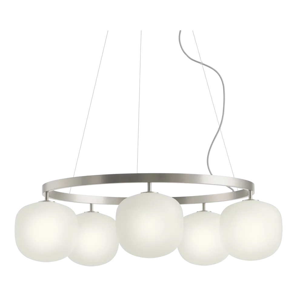 Lustre en aluminium gris et verre soufflé Rime - Muuto