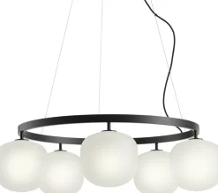 Lustre en aluminium noir et verre soufflé Rime - Muuto