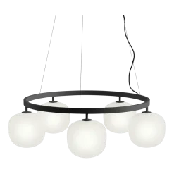 Lustre en aluminium noir et verre soufflé Rime - Muuto