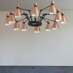 Lustre en métal cuivré 12L Rétro - Faro Barcelona