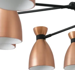 Lustre en métal cuivré 12L Rétro - Faro Barcelona