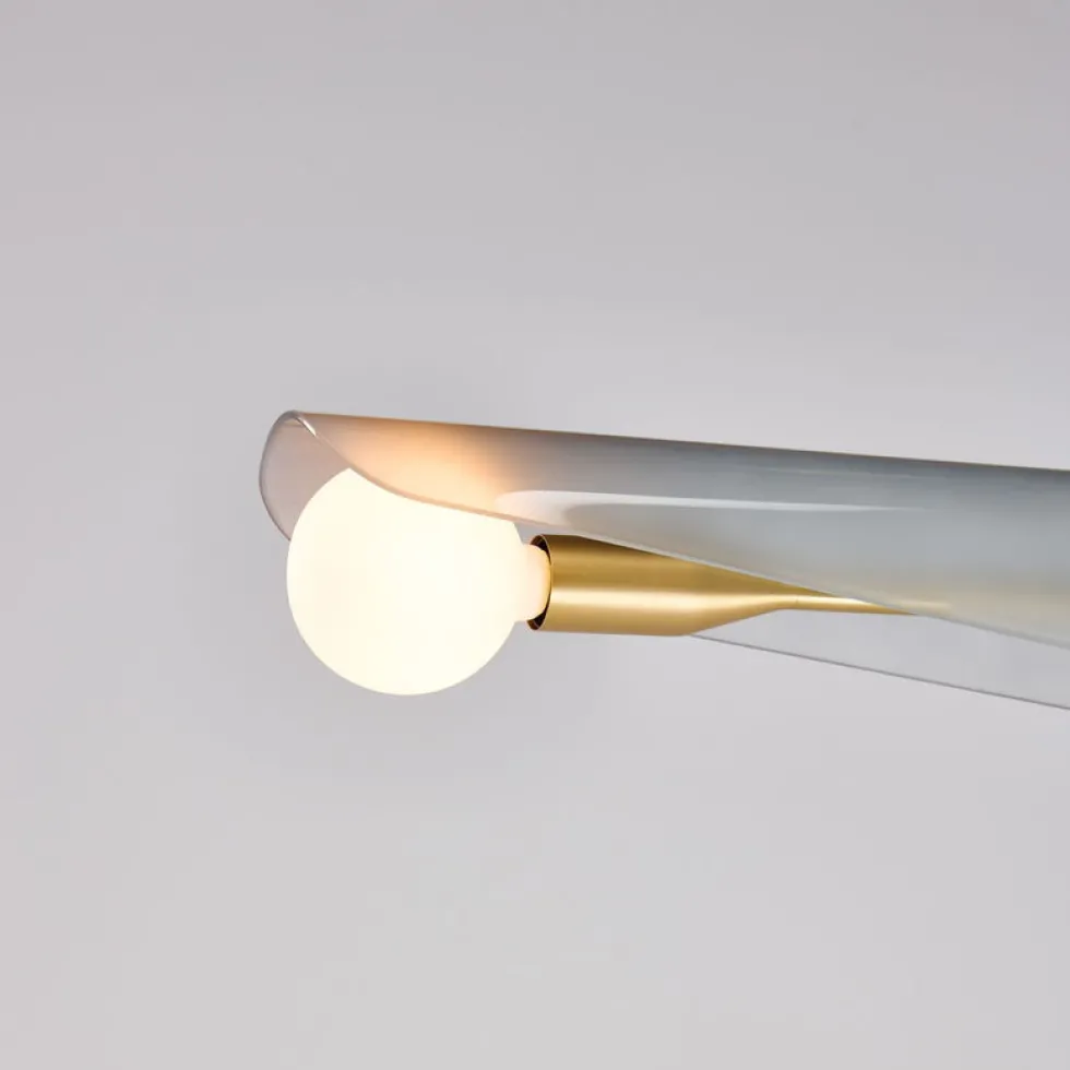 Lustre à 3 niveaux en laiton et verre gris aube Sycamore - Tala