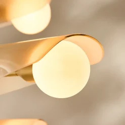 Lustre à 5 niveaux en laiton et verre rose crépuscule Sycamore - Tala