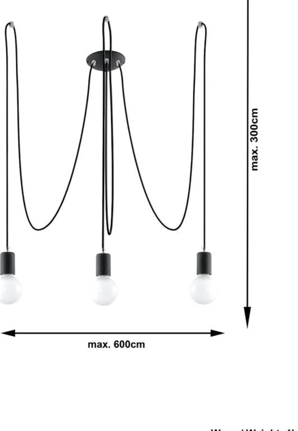 Lustre noir Edison 3 - Sollux