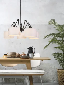 Lustre rond 5 branches ajustables en fer blanc 120cm Amsterdam - It's about Romi