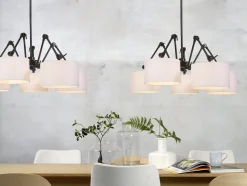 Lustre rond 5 branches ajustables en fer blanc 120cm Amsterdam - It's about Romi