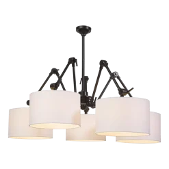 Lustre rond 5 branches ajustables en fer blanc 120cm Amsterdam - It's about Romi