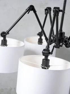 Lustre rond 5 branches ajustables en fer blanc 120cm Amsterdam - It's about Romi