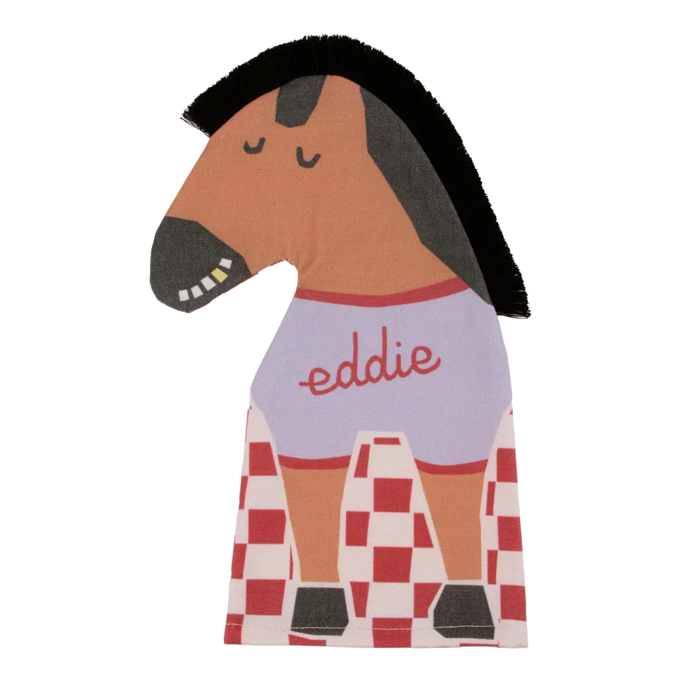 Marionnette en coton bio 25x29cm Eddie le cheval Vibes - Nobodinoz