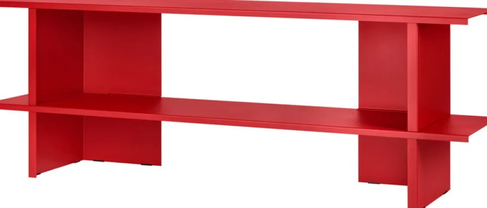 Meuble de rangement en acier rouge tomate 160cm Hes - noo.ma