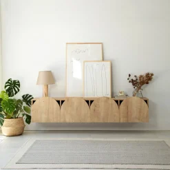 Meuble en bois beige 180x35cm Mesta - Home Design