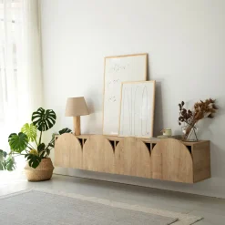 Meuble en bois beige 180x35cm Mesta - Home Design