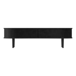 Meuble télévision en chêne noir et cuir noir 40 x 140 cm Audacious - UMAGE