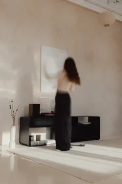 Meuble tv en acier noir 180x40x52cm Tavir - Metallbude