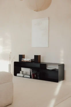 Meuble tv en acier noir 180x40x52cm Tavir - Metallbude