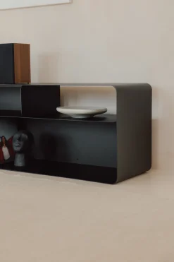 Meuble tv en acier noir 180x40x52cm Tavir - Metallbude