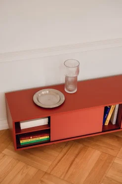 Meuble tv en acier terracotta rose 160cm Taro - noo.ma