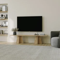 Meuble tv en bois beige 42x180x40cm Mushroom - Home Design