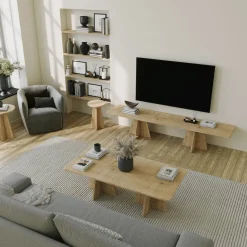 Meuble tv en bois beige 42x180x40cm Mushroom - Home Design