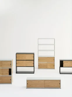 Meuble tv en bois et acier charbon 150x34x38,7cm Combination 104 - HAY
