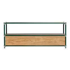 Meuble TV en bois et acier vert 130x50x53cm - Custom Form