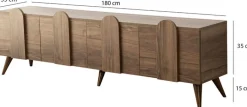 Meuble tv en bois marron avec pieds 180x35x50cm New Line - Home Design