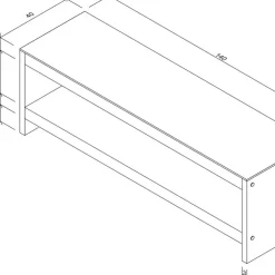 Meuble tv en bois marron et vitre en verre fumé 140 x40x45cm TV300 - Home Design