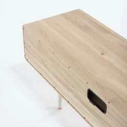 Meuble TV en chêne blanchi huilé et linoléum gris 45 x 160 cm Fina - Gazzda