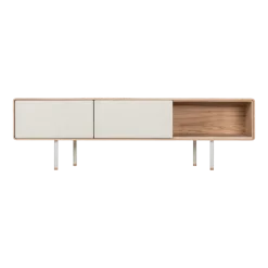 Meuble TV en chêne blanchi huilé et linoléum gris 45 x 160 cm Fina - Gazzda