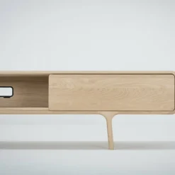 Meuble TV en chêne blanchi huilé 2 tiroirs Fawn - Gazzda
