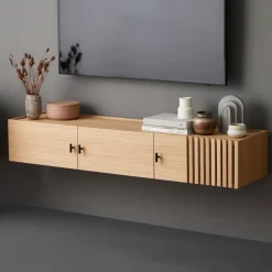 Meuble TV suspendu en chêne 150 cm Array - Woud