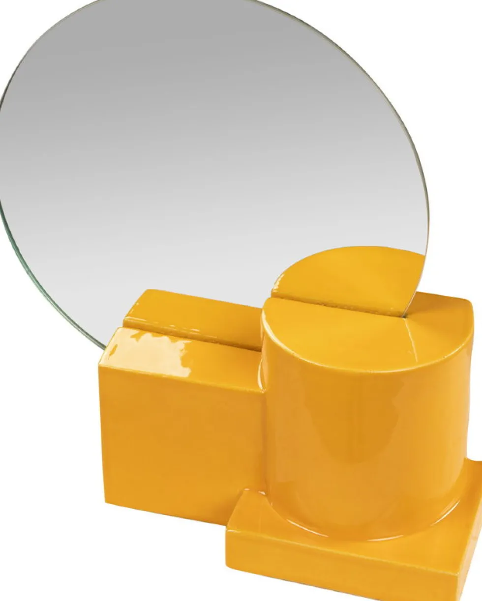 Miroir de table et lampe en céramique jaune 35x38cm Vector - Versmissen