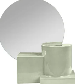 Miroir de table et lampe en céramique vert menthe 35x12x38 cm Vector - Versmissen