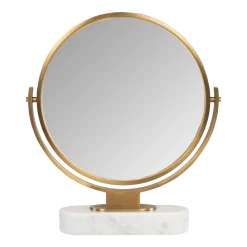 Miroir à poser en acier or brossé et marbre blanc 45x51cm Leila - Versmissen
