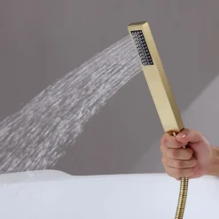 Mitigeur de baignoire au sol en laiton doré brossé Cascade - Kroos