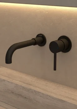 Mitigeur lavabo mural en laiton noir Corbeau - Kroos