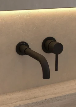 Mitigeur lavabo mural en laiton noir Corbeau - Kroos