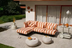 Module central de canapé d’extérieur rayé orange Paletti - Fatboy
