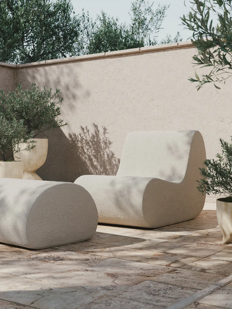 Module central d'extérieur en bouclettes blanches Rouli - Ferm living