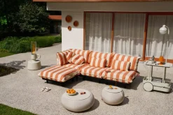 Module d’angle droit de canapé d’extérieur rayé orange Paletti - Fatboy