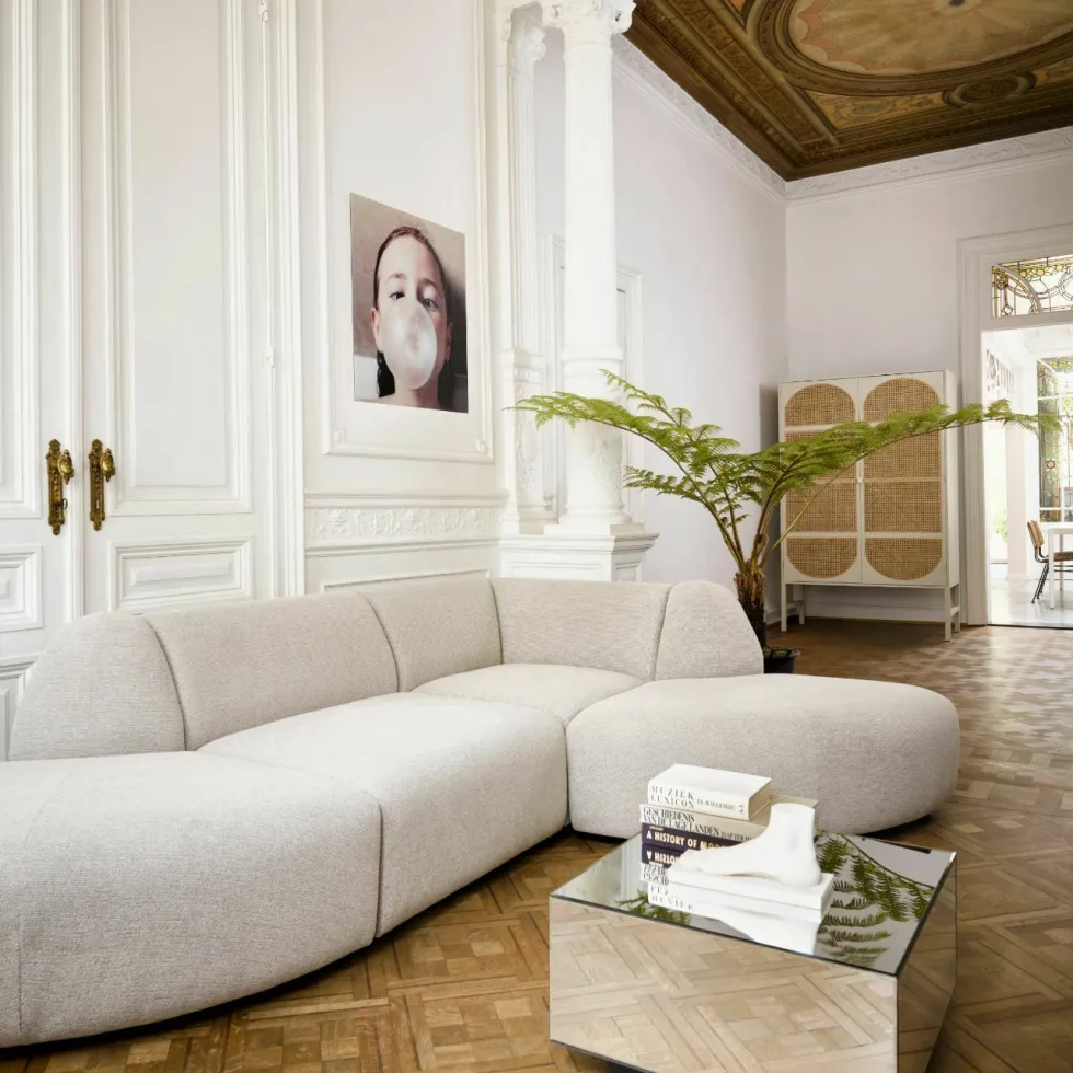 Module d'angle droit en bouclé taupe Jax - Hkliving