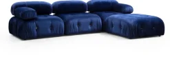 Module d'angle droit en tissu effet velours bleu 95x75cm Bubble 1R - Home Design