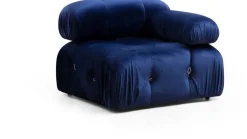 Module d'angle droit en tissu effet velours bleu 95x75cm Bubble 1R - Home Design