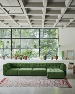 Module d'angle droit en velours vert Vint - Hkliving