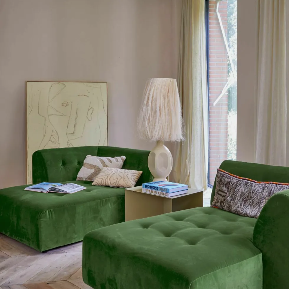 Module d'angle droit 2 places en bouclé crème Vint - Hkliving