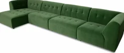 Module d'angle droit 2 places en velours vert Vint - Hkliving