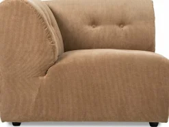 Module d'angle gauche en velours côtelé marron Vint - Hkliving