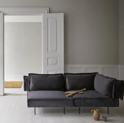 Module d'angle gauche lounge anthracite Velvet - HANDVÄRK